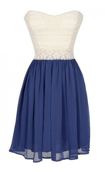 Bright Days Chiffon and Lace Dress in Blue